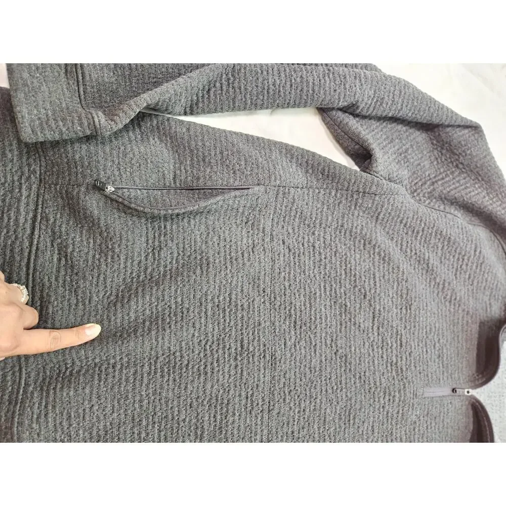 FLX Men's XL Gray Striped 1/4 Zip Mock Neck Pullover w/ Pockets